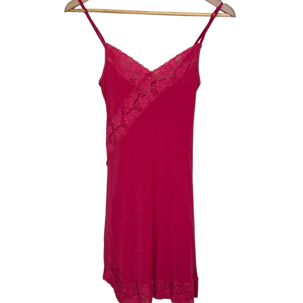 Gap Body Size S Hot Pink Lace Trimmed Slip Dress Adjustable Straps Nightgown